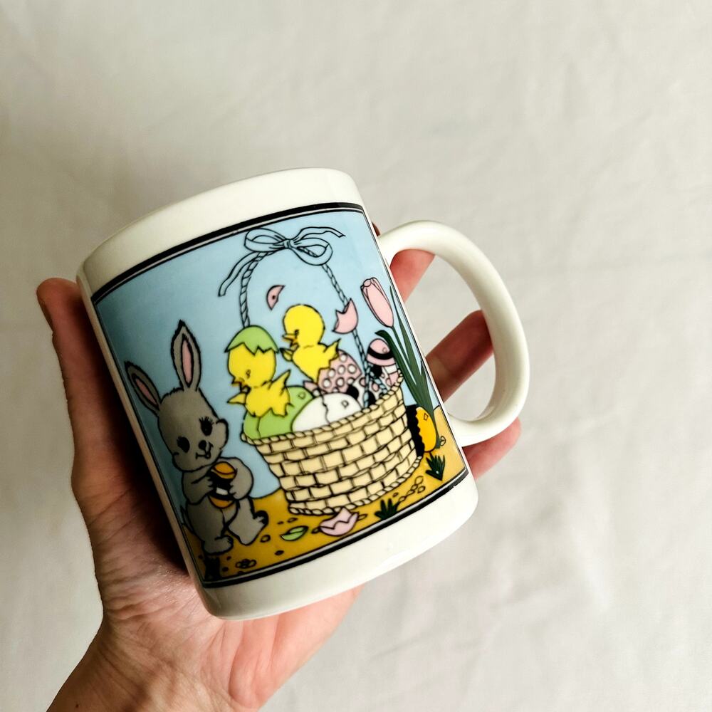 Vintage Easter Bunny Springtime Cottagecore Coffee Cup